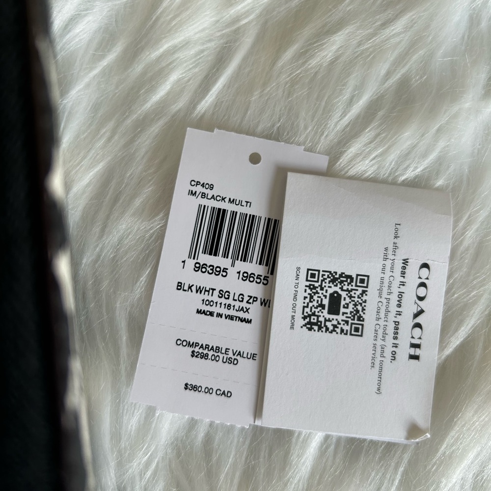 Coach Large Phone‎ Wallet Black White Signature Canvas Leather CP409 NEW - Picture 4 of 6